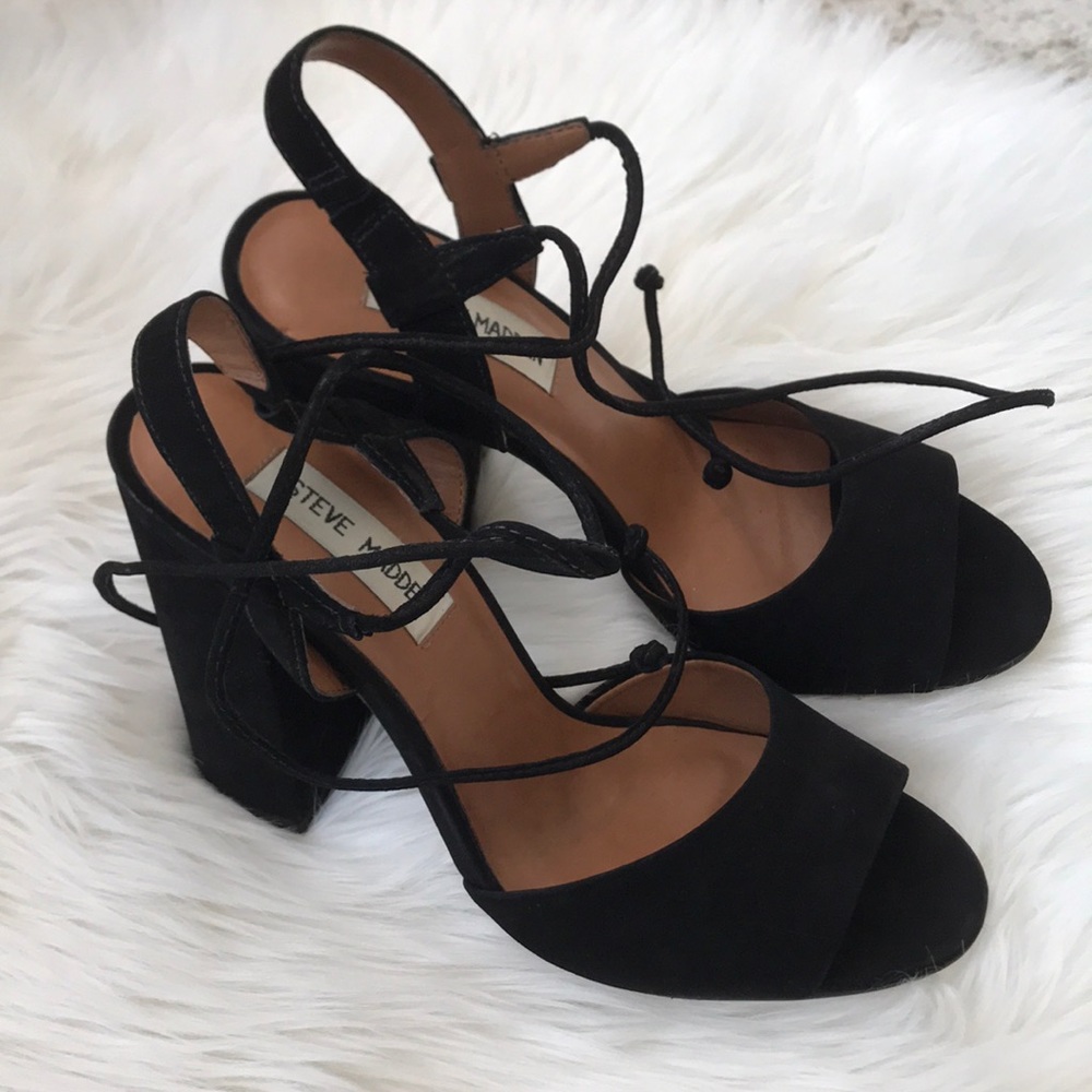 Steve Madden black faux suede heels